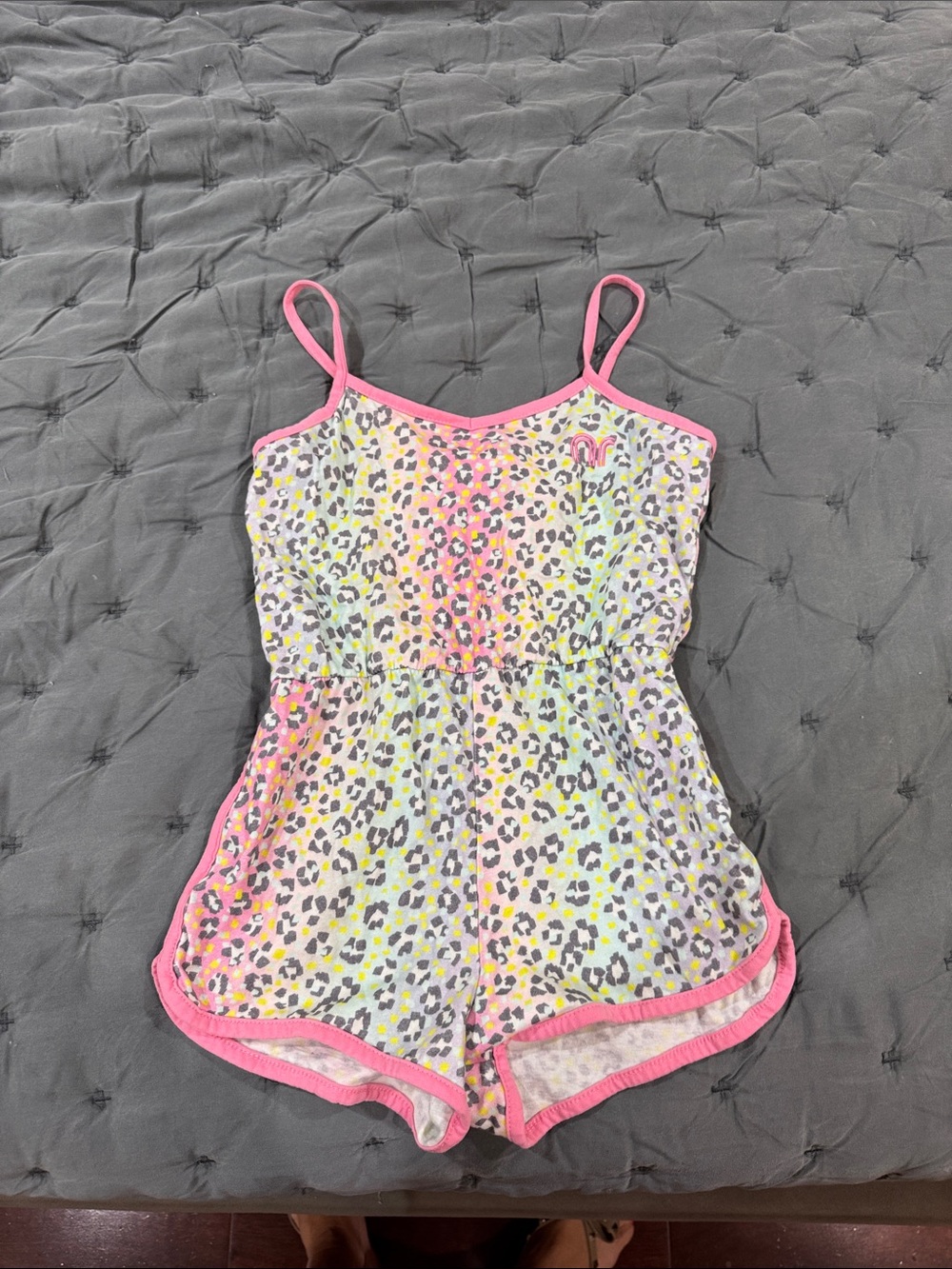 rebels Pink-Trim Multicolor Leopard-Print Girls' One-Piece Romper